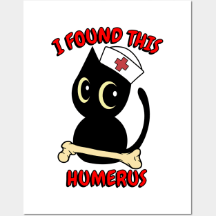 Funny black Cat tells a lame joke Posters and Art